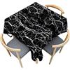 Hearda Tovaglia Antimacchia Rettangolare, Tovaglia da Tavolo Stampata in Marmo Bianco Nero 3D Moderna a Prova di Spruzzi per Decorazione Tavola da Pranzo Cucina Giardino (120x120cm,Argento)