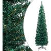vidaXL Albero di Natale con Supporto Decorazione Natalizia Addobbi Feste Abete Sintetico Festoni Ornamenti Artificiale Sottile Verde 210 cm in PVC