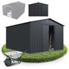 Juskys casetta in metallo XXL - grigio scuro, resistente alle intemperie con telaio di fondazione, porta scorrevole & chiudibile - per giardino & ripostiglio