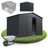 Juskys casetta in metallo XL - grigio scuro, resistente alle intemperie con telaio di fondazione, porta scorrevole & chiudibile - per giardino & ripostiglio