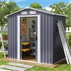 Xbro Capanno per Attrezzi in Metallo 2.33m², Casetta da Giardino da Esterno con Tetto Spiovente e Porta Scorrevole, Casetta per Attrezzi con Serratura e Guanti, 184x119x186 cm