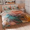 PETTI Artigiani Italiani - Set Copripiumino Matrimoniale 230x220 cm (2 Federe 75x50 cm Incluse), Parure Copripiumino Microfibra con Stampa Digitale Floreale 05 11 - Made in Italy