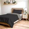 Italian Bed Linen Copripiumino Singolo, Tinta Unita DoubleFace, Parure Copripiumino ZOE, con Sacco Piumone 150x200cm con patella 50cm + federa 50x80cm CIOCCOLATO/SABBIA
