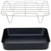 patisse 72855 - Set stampo quadrato in acciaio rivestito senza PFAS, 20 cm + griglia di cottura in acciaio inox 20 cm per friggitrice ad aria calda aria friggitrice XL e XXL, nero