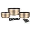 Herzberg Batteria da cucina - Set di pentole a induzione - padelle per tutti i fuochi - con 5 elementi speciale cottura con rivestimento in marmo e manico rimovibile - Rame
