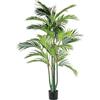 DRW Pianta artificiale di una palma bambù con 6 tronchi in PVC in verde 180x55x55cm