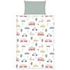 Herding babybest Set biancheria da letto in flanella, veicoli, federa 40 x 60 cm, copripiumino 100 x 135 cm, 100% cotone/flanella, verde