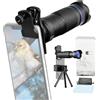 Andoer Teleobbiettivo 36X kit Obiettivo Fotocamera con Teleobiettivo per Telefono Cellulare con Mini Treppiede Clip per Escursioni in Campeggio Osservazione Della Fauna Selvatica Giochi Sportivi Sulla