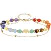 Jovivi Bracciale Chakra pietra naturale con cuore accessori a doppia fila bracciale oro portafortuna, per donna e ragazza portafortuna, Taglia unica, Cristallo, rame