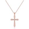GAVU Collana da Donna in Argento Sterling 925 Placcato Oro Rosa con Ciondolo Crocifisso, Collana Croce da Donna con Piccoli Diamanti di Cubic Zirconia