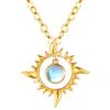 REDSUN Collana in Argento Sterling 925 Con Ciondolo Sole Placcato Oro - Opale/Pietra di Luna - Gioielli per Donne e Ragazze