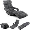 COSTWAY Poltrona Salotto da Terra, Sedie Pieghevoli Imbottita Chaise Longue Reclinabile in 5 Posizioni, con Regolabili Braccioli Schienale, per Yoga Relax Meditazione, 195x73x19 cm (Grigio scuro)