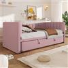 Goeria Letto da giorno 90 x 200 cm (180 x 200 cm), letto imbottito con traino, divano, letto singolo, letto matrimoniale (senza materasso), velluto, stile minimalista (rosa)