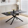 GrandCA HOME Tavolo da Pranzo Rettangolare, Tavolo da Cucina Moderno da 180 cm, Ampia Scrivania in MDF con Gambe in Metallo, per Sala da Pranzo, Soggiorno, Ufficio (Marmo Nero)