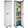 PALUPLUS Ripostiglio a 1 Anta in Resina di colore Grigio, Misura 39x39x175 cm, Armadio Alto con 5 Ripiani Multiuso, Mobile da esterno con piedini antiscivolo, Made in Italy -012F