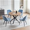 JZGORC Set Tavolo da Pranzo e Sedie, Tavolo da Pranzo Rotondo in MDF da 100 CM, 4 Sedie da Cucina in Velluto a Coste con Schienale Cavo, per Sala da Pranzo, Soggiorno, Cucina (Scuro + Blu)