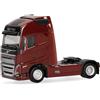 Herpa Modellino camion Volvo FH16 GL XL 2020 trattore 2 assi, rosso vino, miniatura in scala 1:87, pezzo da collezione, Made in Germany, plastica