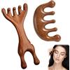 Sikweny 2 Pezzi Spazzola Massaggio Cuoio Capelluto, Pettine Capelli, Pettine Massaggio Meridiano Della Testa, Legno Massaggiatore, Stimola la Crescita Capelli, per Occhi e Testa, Gua Sha Rilassante