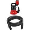 Einhell GC-SP 3580 LL Pompa immersione acque chiare fondo piatto & 4173635 = Tubo Aspirazione Rinforzato Per Pompe, Nero, Lunghezza 4 metri