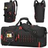 FRETHIND Borsa sportiva con funzione zaino per uomo e donna, 3 in 1, 50 l, tattica, grande borsa da viaggio con scarpa, impermeabile, per nuoto, alpinismo, viaggi, weekender, nero