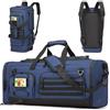 FRETHIND Borsa sportiva con funzione zaino per uomo e donna, 3 in 1, da 50 l, tattica, grande borsa da viaggio con scarpa, impermeabile, per nuoto, alpinismo, viaggi, weekender, blu