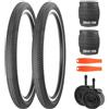 MEGHNA Set di pneumatici per bicicletta e tubo - 24 x 2,125 / 26 x 2,125 pollici - Set completo con 2 pneumatici, 2 tubi (AV32 mm) + leve per pneumatici - per MTB/BMX/City Bike (nero, 24 x 2,125