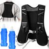 VGECEE Gilet da Corsa Uomo Donna con 2 Borraccia Morbida 500ml, Gilet da Corsa Riflettente Traspirante Breghetti Toracici Regolabili Zaino Trail Running Super Leggero per Maratona Ciclismo Arrampicata