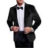Leader of the Beauty Blazer da uomo in velluto slim fit giacca in velluto un bottone blazer tinta unita smoking blazer matrimonio ballo cena, Nero , 68