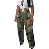Generic Pantaloni cargo da donna mimetici - Pantaloni da jogging a gamba larga pantaloni sportivi leggeri estivi a vita alta pantaloni da allenamento baggy comodi per il tempo libero hip hop Streetwear