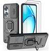 DERHAN Cover per OPPO A60 4G con Vetro Temperato [2 Pezzi], Custodia Antiurto con Copertura Scorrevole Della Fotocamera e Supporto - Nero