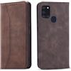 OKZone Cover per Samsung Galaxy A21S, Custodia Flip Pelle Portafoglio Magnetica Libro [Slot Schede], Silicone TPU Bumper Wallet Supporto Cover, Antiurto [Kickstand] (Marrone)