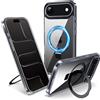 Flyzoo Cover Magnetica per iPhone Air con Supporto Stand ad Anello, [Protezione Antilngiallimento & Antiurto] Custodia Trasparente Posteriore Hard PC Case con Silicone Bordo, 6.5'', Clear Nero