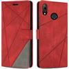 SONWO Cover per Huawei Y7 2019 / Huawei Y7 Prime 2019 Custodia, Flip Caso in PU Pelle Case Cover Premium Portafoglio Custodia per Huawei Y7 2019 / Huawei Y7 Prime 2019, Slot per Schede, Rosso
