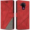 SONWO Cover per Nokia 5.4 Custodia, Flip Caso in PU Pelle Case Cover Premium Portafoglio Custodia per Nokia 5.4, Slot per Schede, Supporto Stand, Rosso