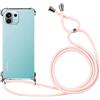 Pnakqil Custodia Cordino Cover per Xiaomi Mi 11 Lite 4G/5G 6.55 Girocollo Collana Cordoncino Collo Cordini Tracolla Catena Silicone Protettiva Trasparente Custodia per Xiaomi 11 Lite Cover, Rosa