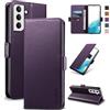 Yunubeyii Cover Libro per Samsung Galaxy S22 5G,Viola | Blocco RFID,Luxury PU Pelle,Portafoglio,Card Holder,Magnetic Phone Custodia,Kickstand,Protettiva,Antiurto