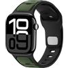 Anlinser Compatibile con Cinturino Apple Watch 42mm 41mm 40mm 38mm, Cinturini in Silicone Sport Loop per iWatch Serie 11 10 9 8 7 6 5 4-1 SE, Verde Militare