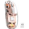 UrChoiceLtd T900 Mouse wireless Bluetooth, mouse cordless sottile multi-dispositivo (doppia modalità: BT 5.1/5.2 + 2.4G), batteria da 400 mAh Mouse USB ottico trasparente da 2400 DPI (rosa)