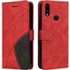 Fatcatparadise Cover per Samsung Galaxy A10S, Flip Caso in PU Pelle Case Cover Libro Portafoglio Protettiva Custodia con TPU Sottile Antiurto,[Kickstand][Slot per Schede][Chiusura Magnetica] (Rosso)