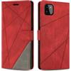 SONWO Cover per Samsung Galaxy A22 5G, Flip Caso in PU Pelle Case Cover Custodia con Slot per Schede e Supporto Stand per Galaxy A22 5G, Rosso