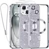 Kokio Glitter Magnetica Cover per iPhone 15 Plus con Cordino, Compatibile con MagSafe, Brillantini Sottile Silicone TPU Antiurto Custodia per iPhone 15 Plus con 2 Vetro Temperato Bumper, Argento