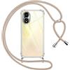 Pnakqil Cover per Oppo A38/Oppo A18 4G con Cordino, Trasparente Custodia con Laccio Tracolla Cellulare Girocollo Collana Protettiva per Oppo A38 6.56 Pollic, Khaki
