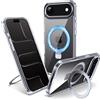 Flyzoo Cover Magnetica per iPhone Air con Supporto Stand ad Anello, [Protezione Antilngiallimento & Antiurto] Custodia Trasparente Posteriore Hard PC Case con Silicone Bordo, 6.5'', Clear