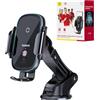 Baseus Caricatore wireless Qi per auto, 15 W, velocità di ricarica più veloce, bloccaggio automatico e rilascio con un clic, ricarica adatta per iPhone 16 Pro Max 15 Plus 14 13 12, cluster nero