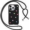 Foonary Cover con Cordino per Apple iPhone 15 Pro Max 6,7, Custodia con Laccio Collana Tracolla Aesthetic Disegni Antiurto Necklace Regolabile Protettiva Corda Case per iPhone 15 Pro Max, Cuore