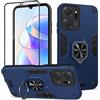 Btstring Cover per HONOR X7a con Pellicola Protettiva, Grado Militare Custodia con Cavalletto in Metallo Rotante a 360°, Hard PC Back Cover e TPU Bumper Antiurto Case- blu