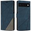 SONWO Cover per Google Pixel 6 Custodia, Flip Caso in PU Pelle Case Cover Premium Portafoglio Custodia per Google Pixel 6, Supporto Stand, Slot per Schede, Blu