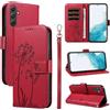 Bravoday Cover per Samsung Galaxy A54 5G, Custodia in PU Pelle Portafoglio Flip Schede con Slot per Carte, Magnetica Antiurto Cover per Galaxy A54 5G, Rosso