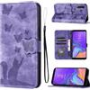 LSPCASA Custodia Per Samsung Galaxy A7 2018 Materiale In Pelle PU Cover Samsung A7 2018 Con Slot Per Schede Reticolo Della Farfalla Del Gatto Cover Galaxy A7 2018 Viola