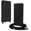 BGHHEU Magnetica Cover per iPhone XR con Cordino,[Compatible con Magsafe],Custodia Silicone con Regolabile Collana Sottile Morbida Case,Nero
